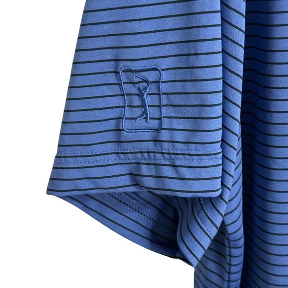 PGA Tour Mens Stretch Short Sleeve Royal Blue Striped Golf Polo - Size Large - Picture 6 of 6